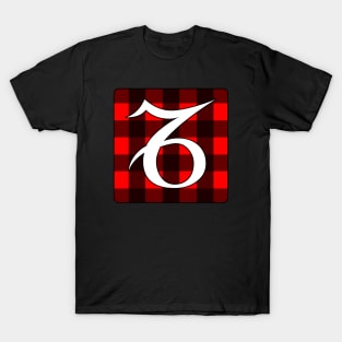 Capricorn Zodiac Horoscope Buffalo Plaid Square Monogram T-Shirt